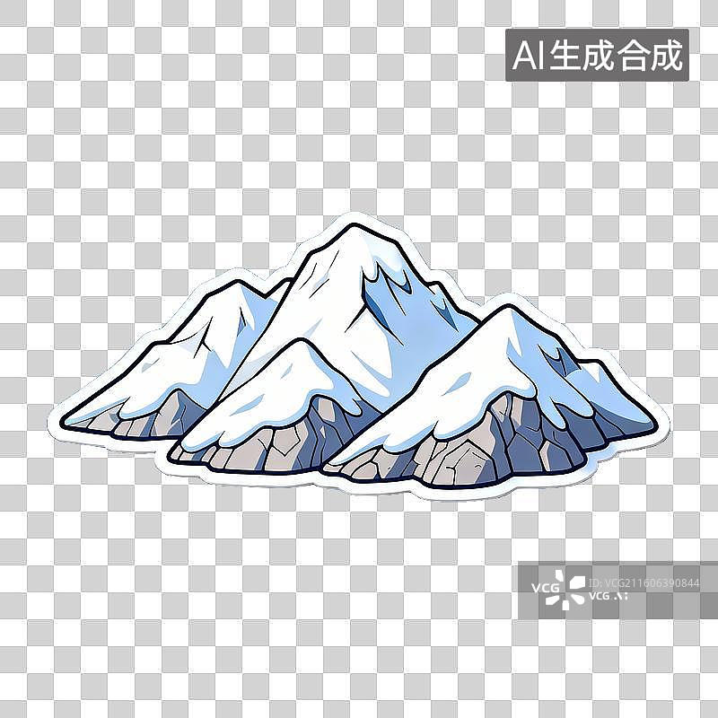 【AI数字艺术】冰雪覆盖雪山山峰冬季 3D 立体免抠设计素材图片素材