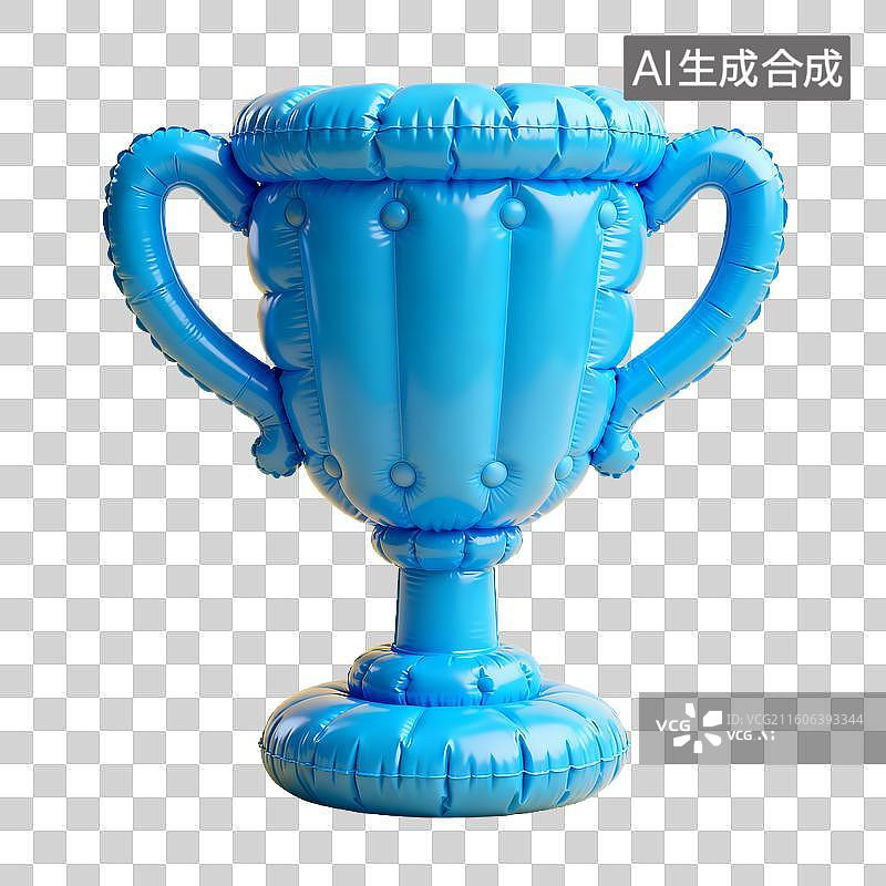 【AI数字艺术】蓝色奖杯气球促销奖励 3D 立体免抠设计素材图片素材