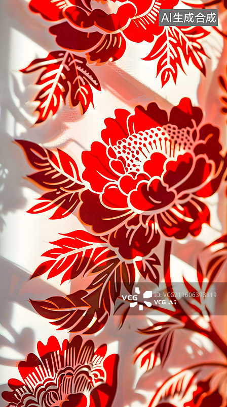 【AI数字艺术】春节新年红色剪纸卡通背景插画图片素材