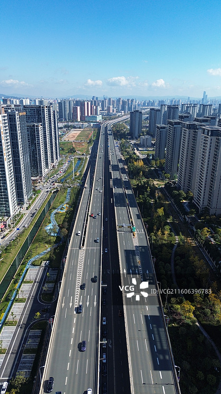 云南省昆明市西山区碧鸡路城市风光航拍图片素材