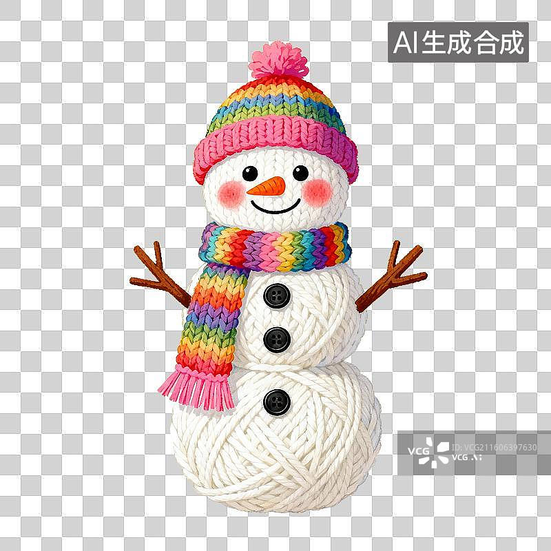 【AI数字艺术】冰雪节 彩色毛线雪人图片素材