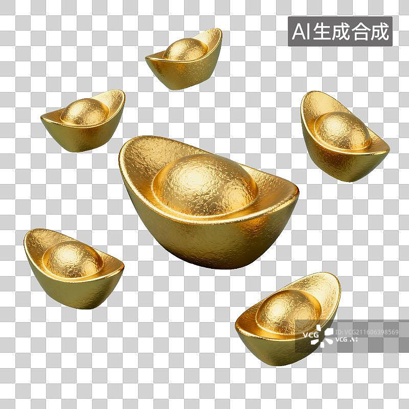 【AI数字艺术】金色元宝摆件图片素材