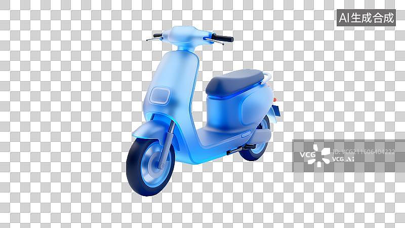 【AI数字艺术】蓝色透明电动车侧面展示图片素材