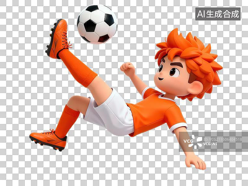 【AI数字艺术】卡通男孩踢足球图片素材