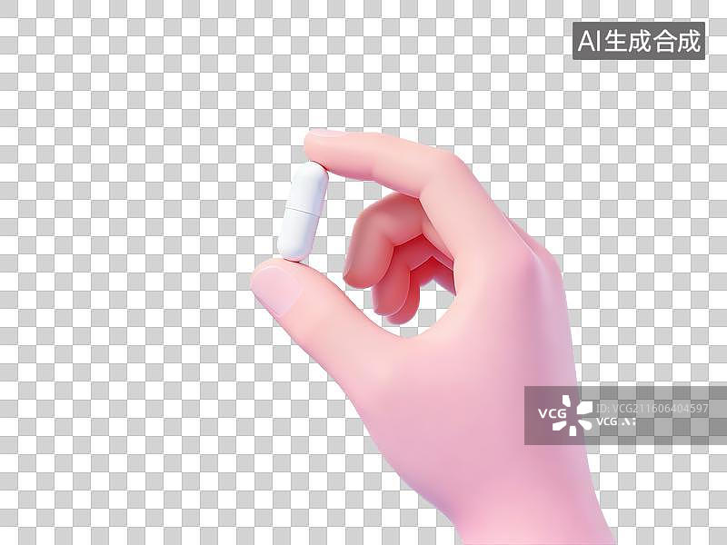 【AI数字艺术】手握白色药丸图片素材