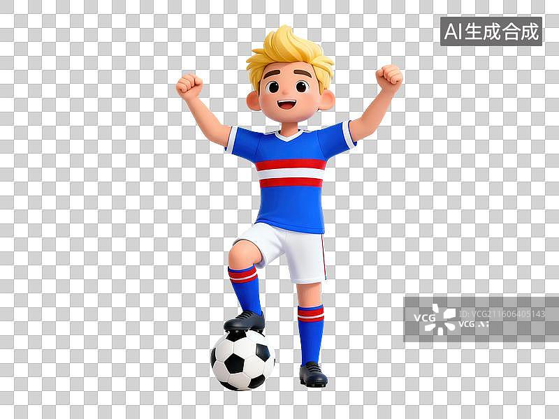 【AI数字艺术】卡通男孩踢足球庆祝图片素材