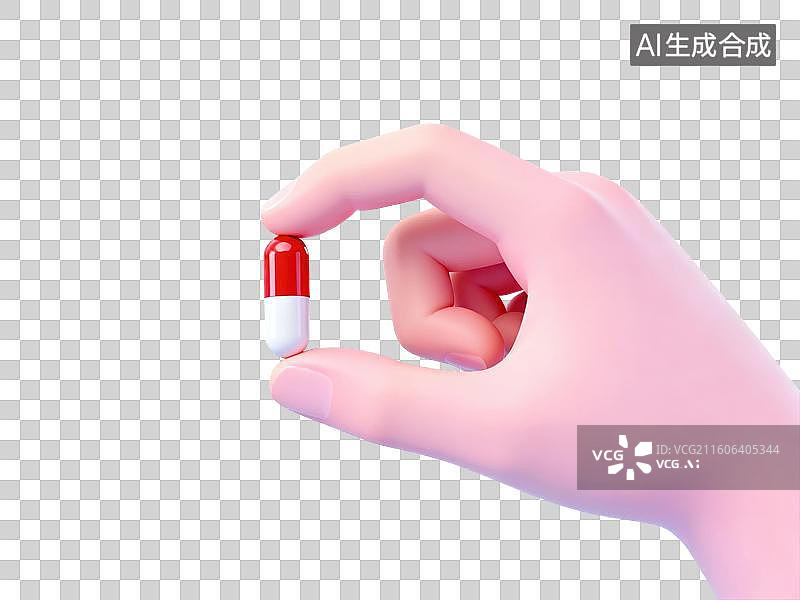 【AI数字艺术】手握红色白色胶囊药丸图片素材