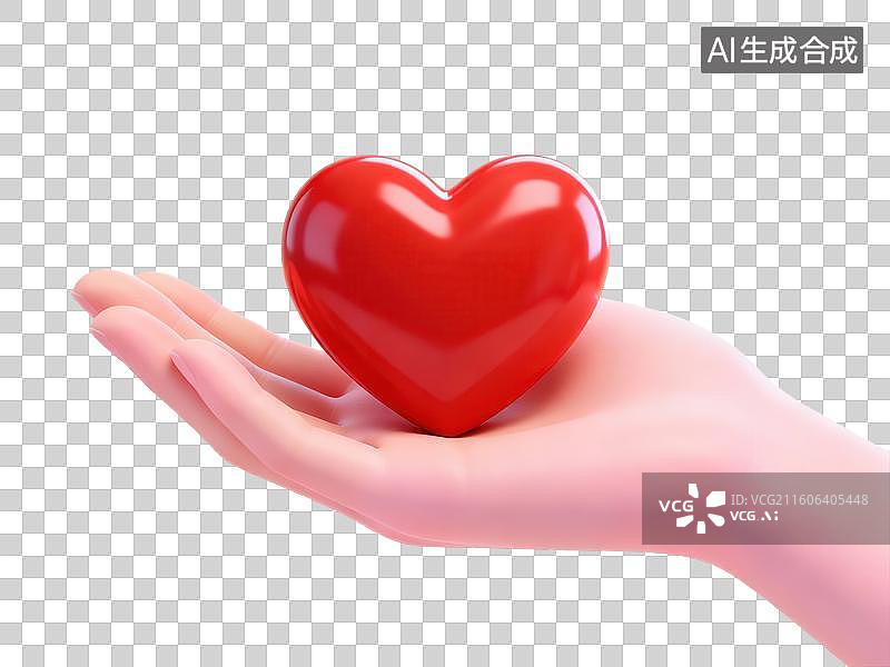 【AI数字艺术】手托红色心形物体图片素材