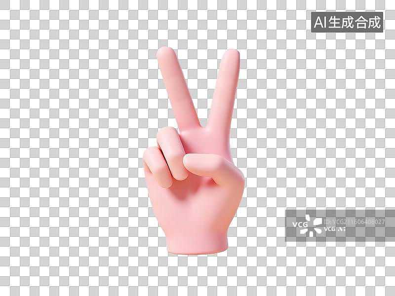 【AI数字艺术】粉色手部做出胜利手势图片素材