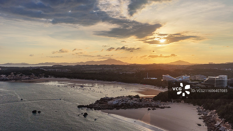 航拍福建平潭岛南线坛南湾象鼻湾沙滩海景图片素材