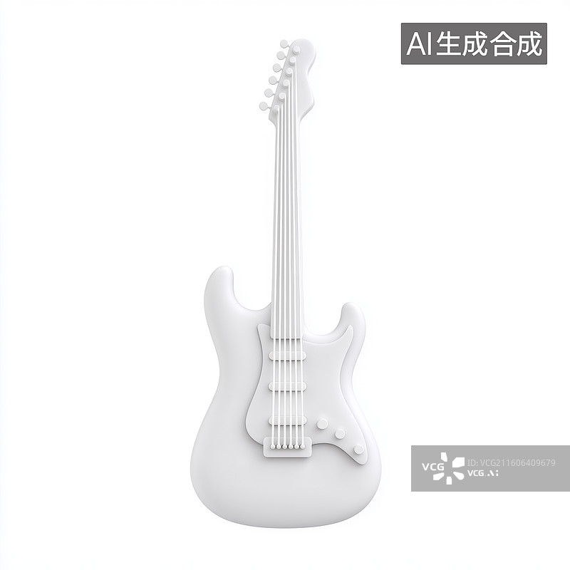 【AI数字艺术】白色的电吉他图片素材