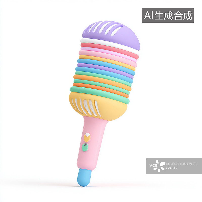 【AI数字艺术】卡通风格的彩色麦克风图片素材
