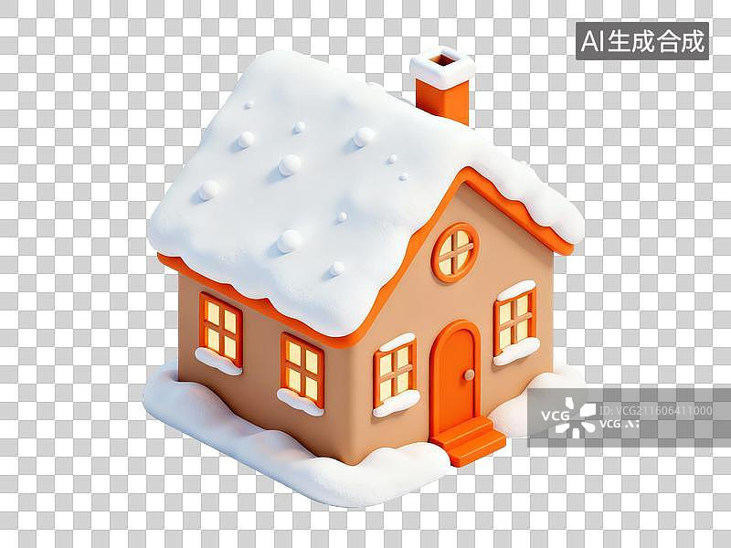 【AI数字艺术】雪覆盖的小屋模型图片素材