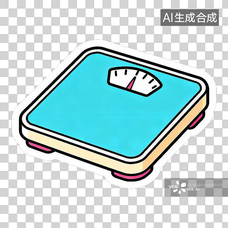 【AI数字艺术】2D贴纸插画风格母婴亲子系列元素体重秤图片素材