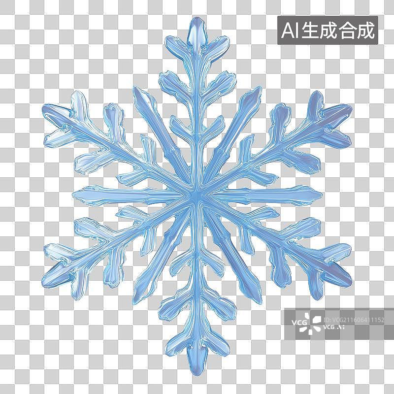 【AI数字艺术】蓝色立体雪花图案图片素材