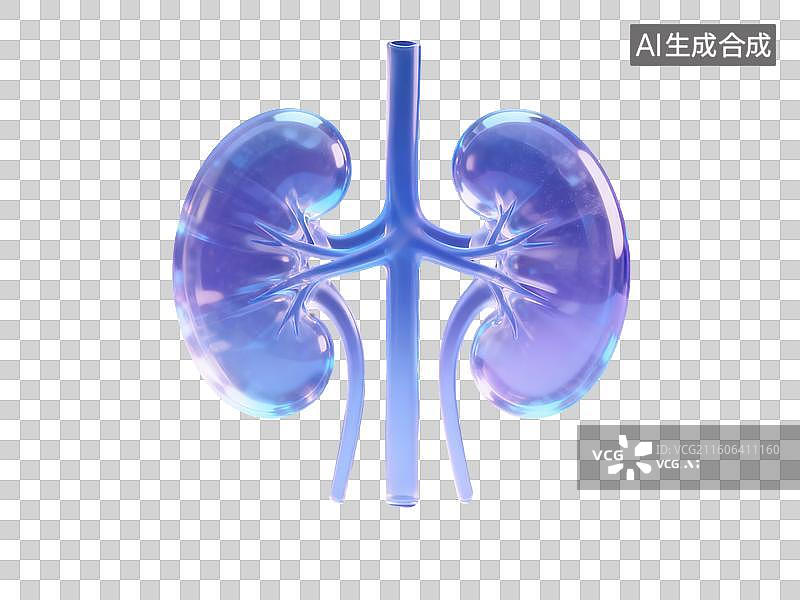 【AI数字艺术】透明肾脏结构示意图图片素材