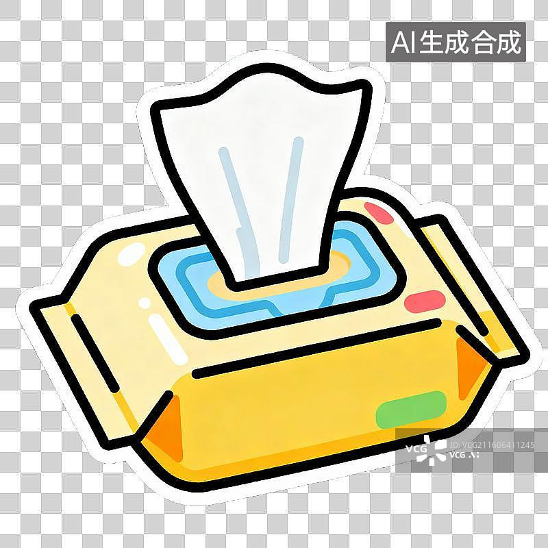 【AI数字艺术】2D贴纸插画风格母婴亲子系列元素宝宝婴儿湿巾图片素材