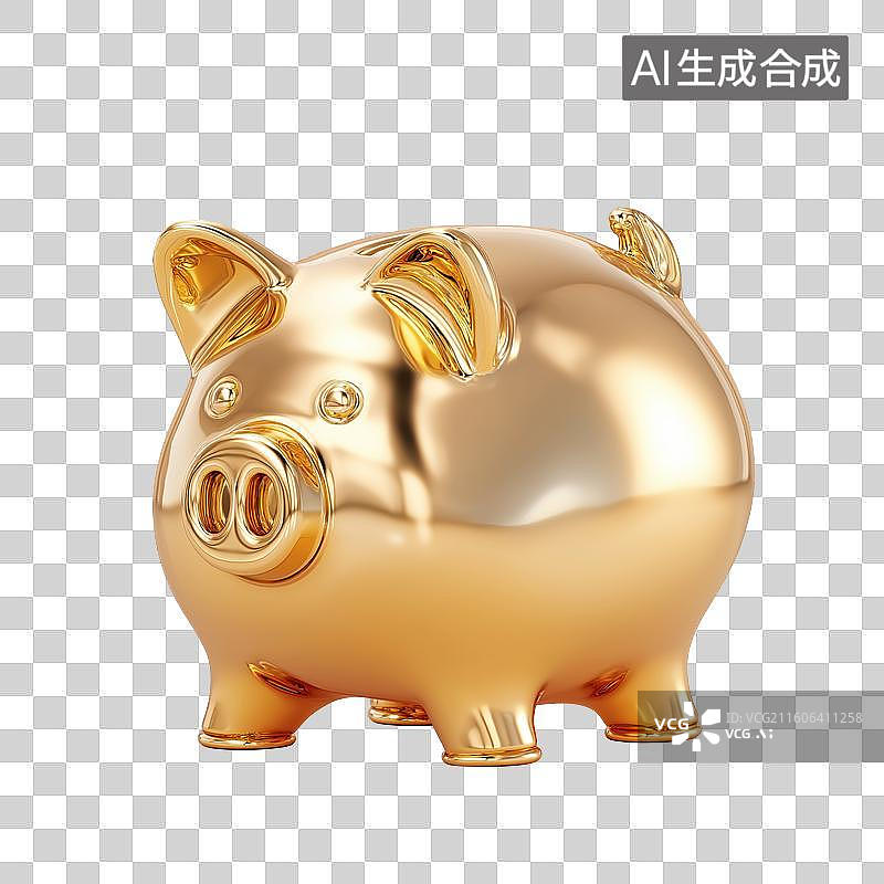 【AI数字艺术】金色猪形存钱罐图片素材