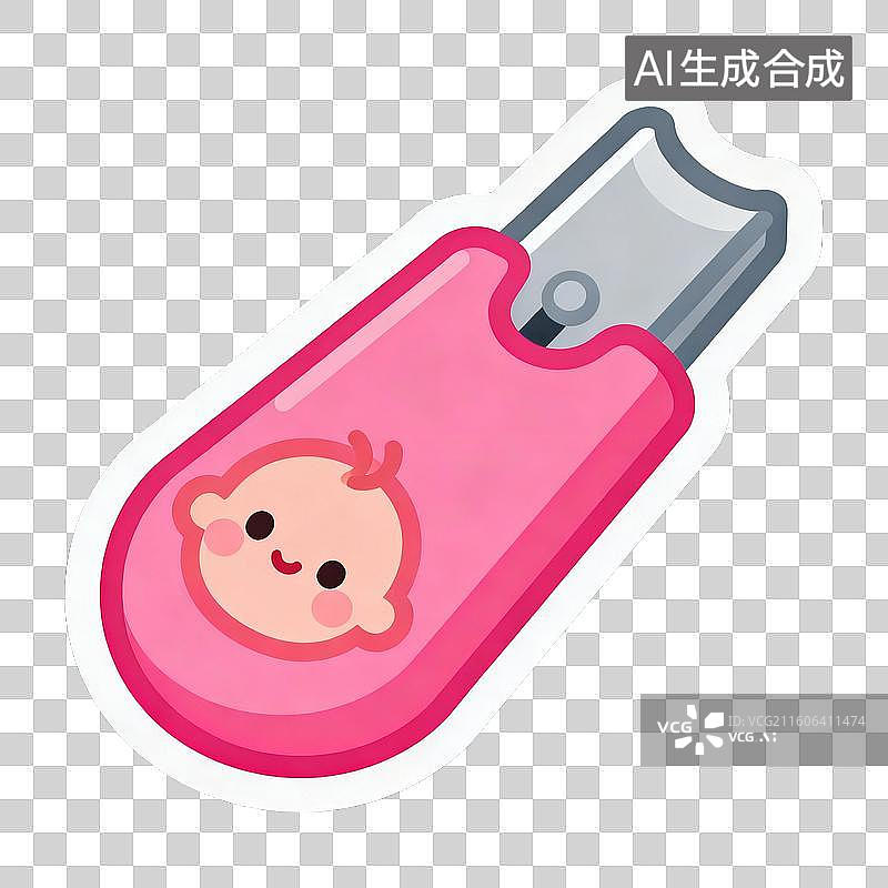【AI数字艺术】2D贴纸插画风格母婴亲子系列元素宝宝指甲刀图片素材