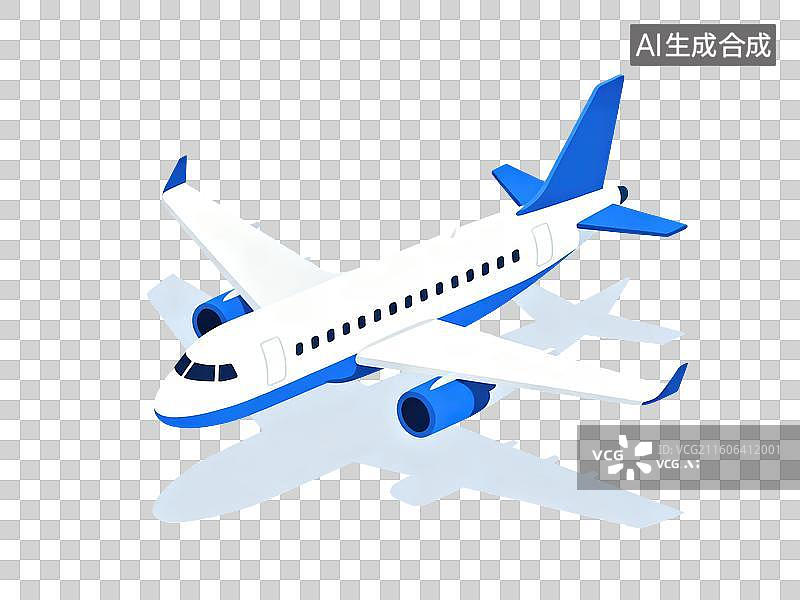 【AI数字艺术】蓝白相间的客机模型图片素材