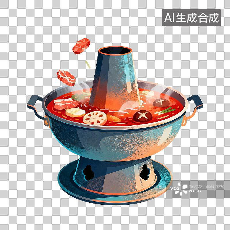 【AI数字艺术】火锅美食插画图片素材