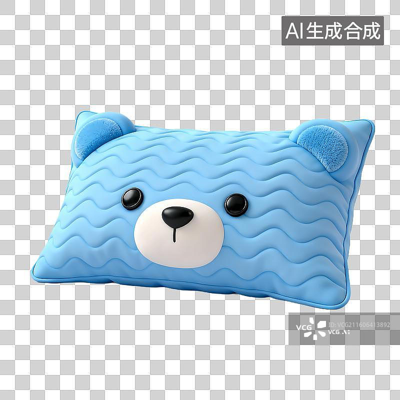【AI数字艺术】可爱蓝色小熊造型抱枕图片素材