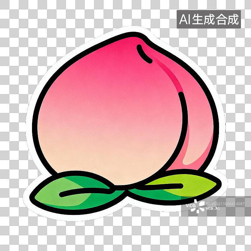 【AI数字艺术】2D贴纸插画风格生日主题元素蟠桃寿桃图片素材