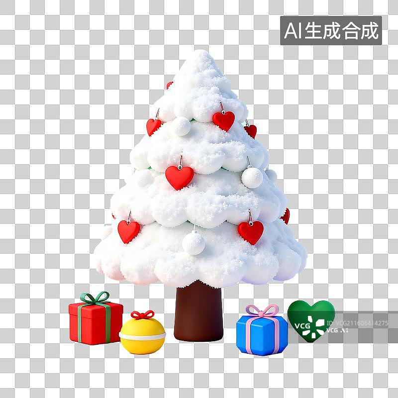 【AI数字艺术】可爱的雪景圣诞树与礼物图片素材