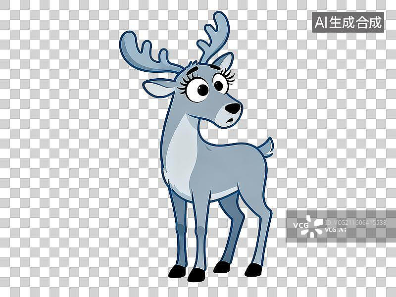 【AI数字艺术】大眼睛睫毛歪头的大角麋鹿发愣卡通形象图片素材