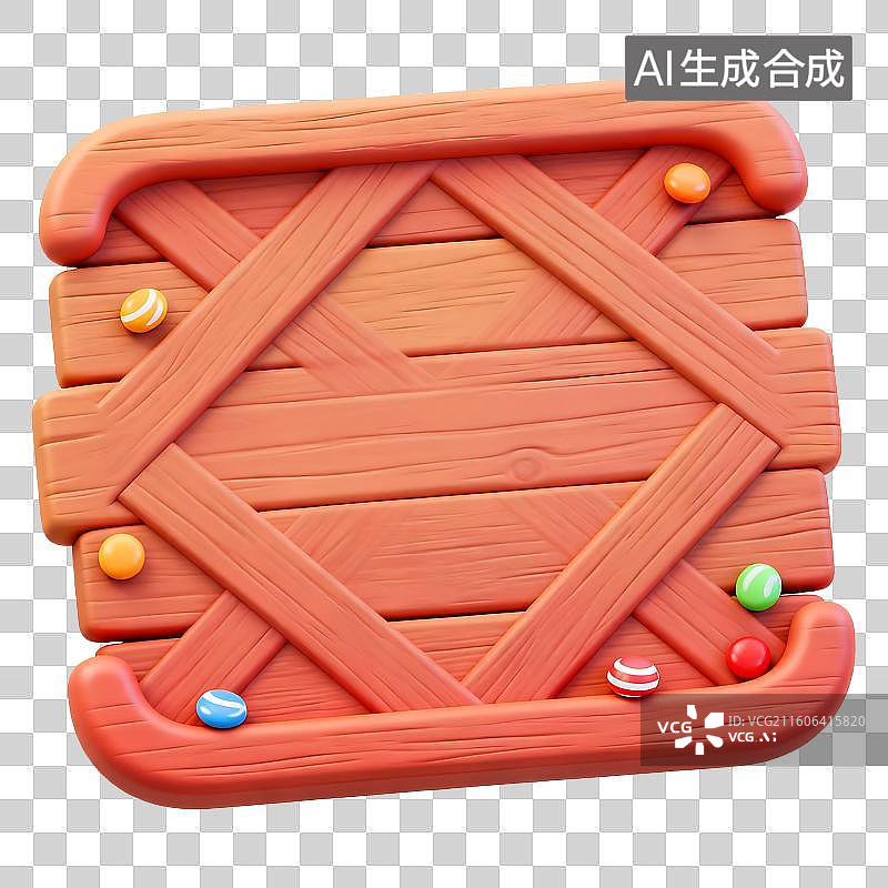 【AI数字艺术】带有彩色糖果的3D木质板图片素材