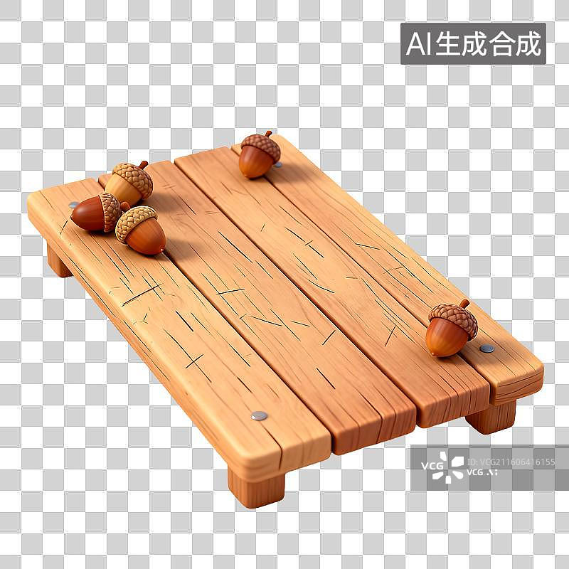 【AI数字艺术】带有橡果的木质木板装饰图片素材