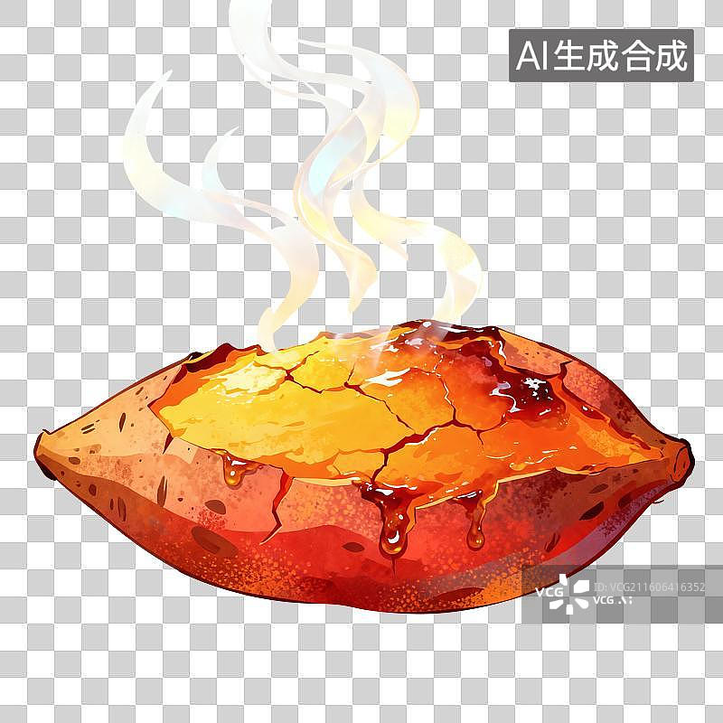 【AI数字艺术】烤红薯食物插画图片素材