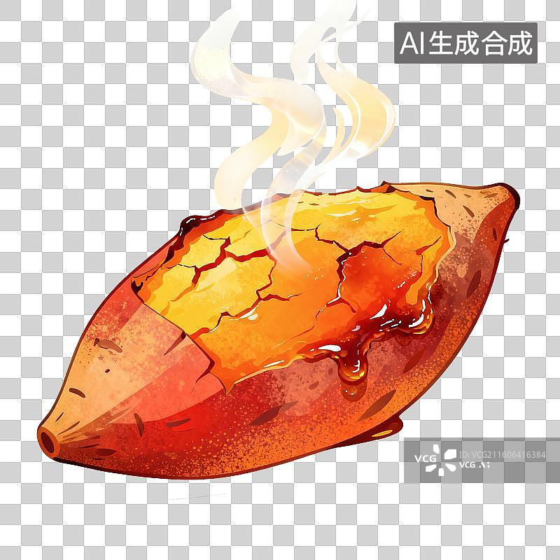 【AI数字艺术】烤红薯食物插画图片素材