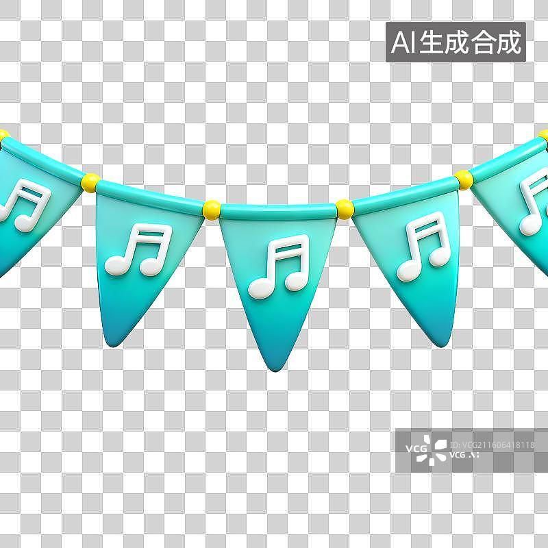 【AI数字艺术】带音乐符号的彩色三角彩旗图片素材