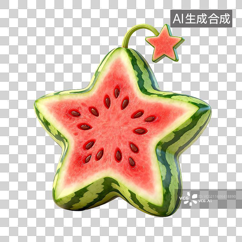 【AI数字艺术】星形西瓜切片水果图片素材