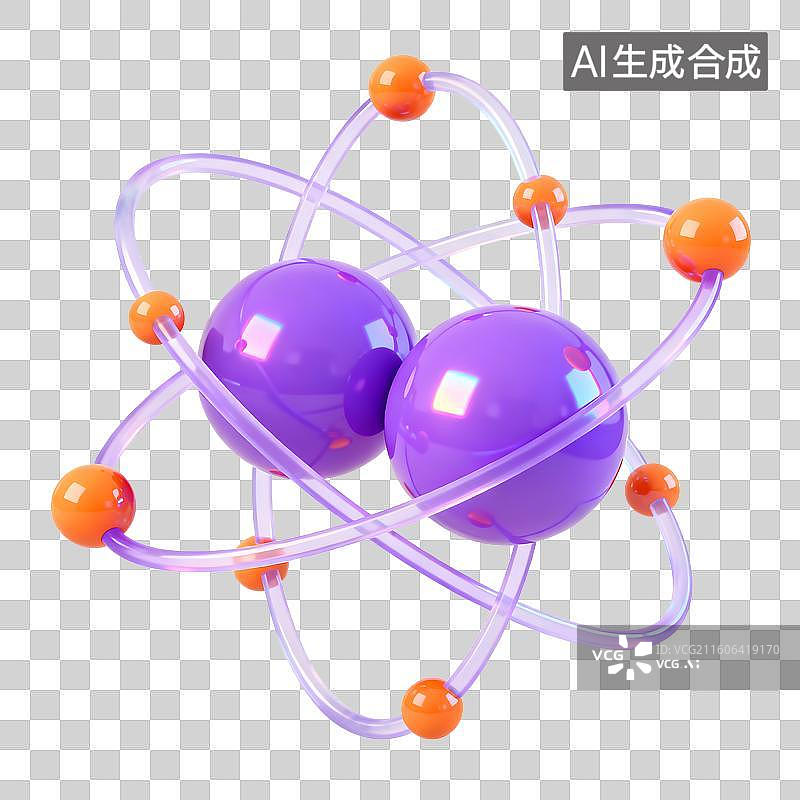 【AI数字艺术】三维原子结构模型图图片素材