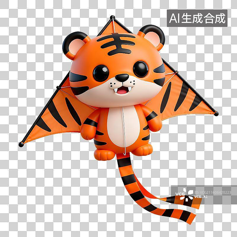 【AI数字艺术】可爱虎形图案风筝图片素材