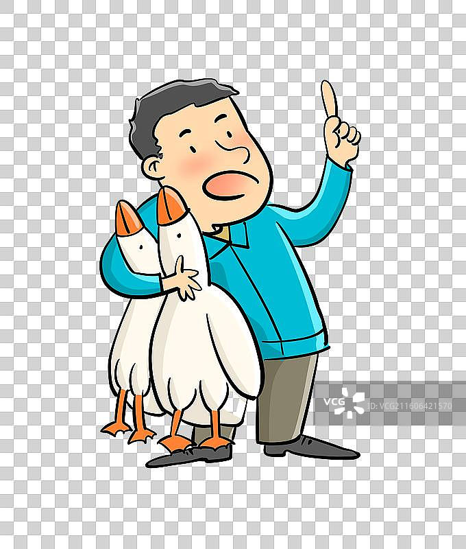 抱着两只大鹅的人图片素材