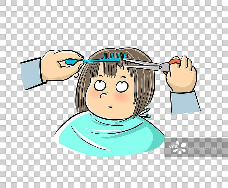 剪头发的女孩图片素材