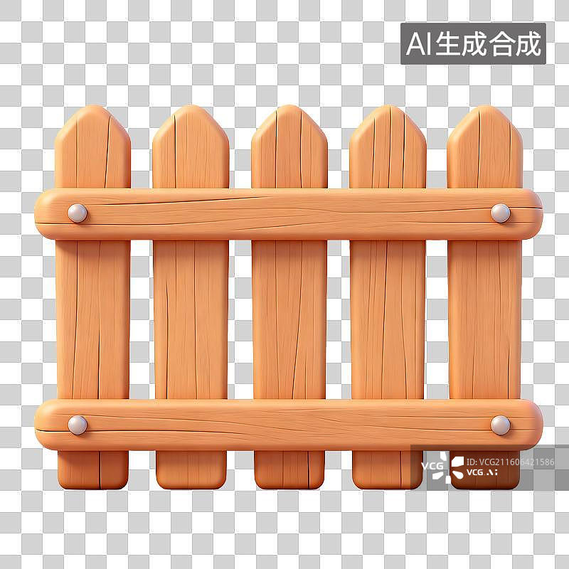 【AI数字艺术】木质尖桩栅栏的3D渲染图图片素材