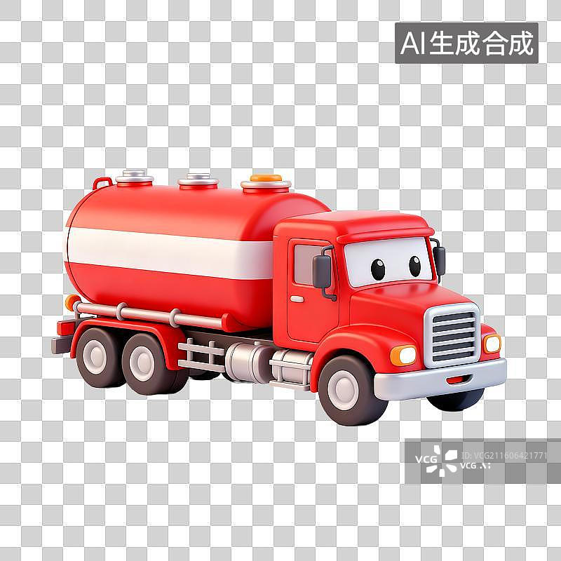 【AI数字艺术】可爱红色卡通油罐车图片素材