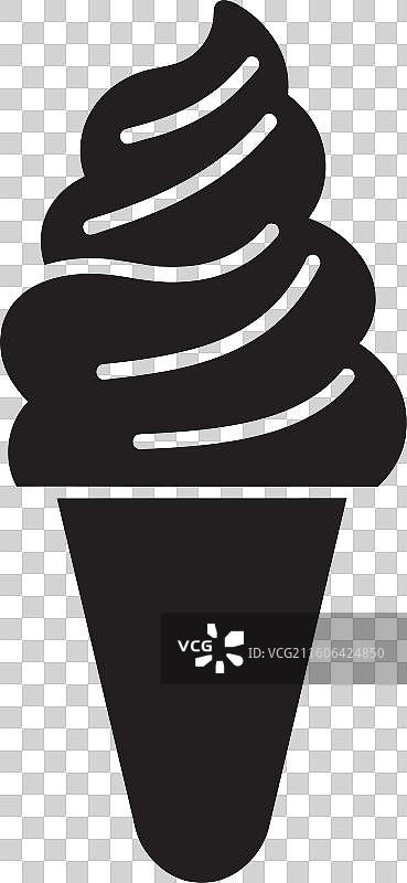 冰霜诱惑 黑色甜筒图标 挖球状的图片素材