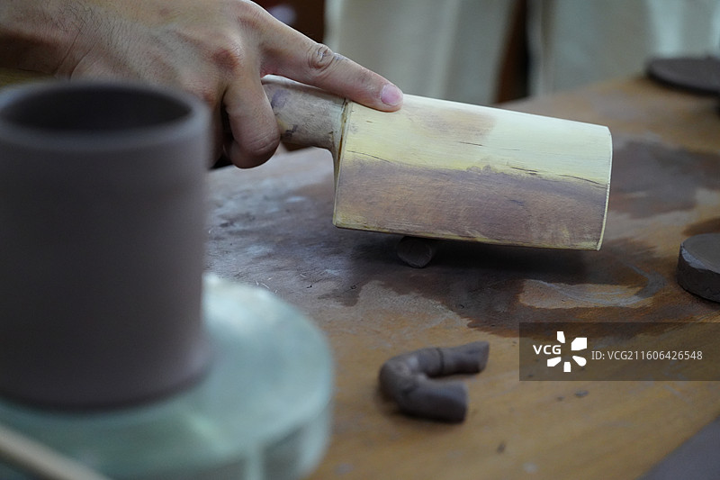 紫砂 陶艺 制作 纯手工 非遗 手工艺 手 特写 镜头图片素材