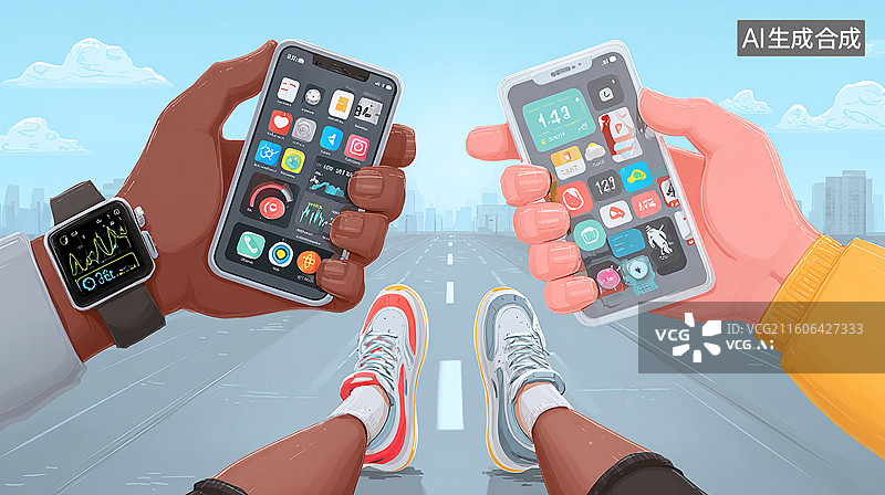 【AI数字艺术】智能设备与运动生活图片素材