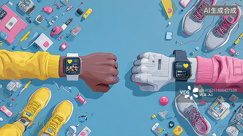 【AI数字艺术】智能设备与运动生活图片素材