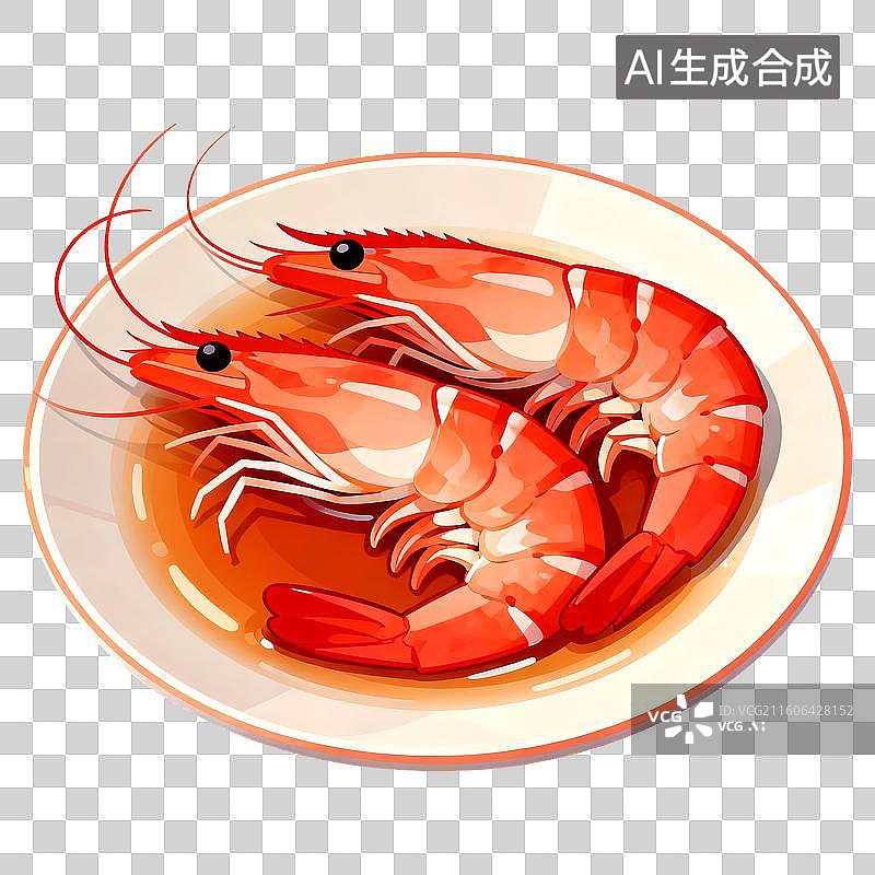 【AI数字艺术】3D立体三维C4D美食白灼虾免抠元素设计元素图片素材