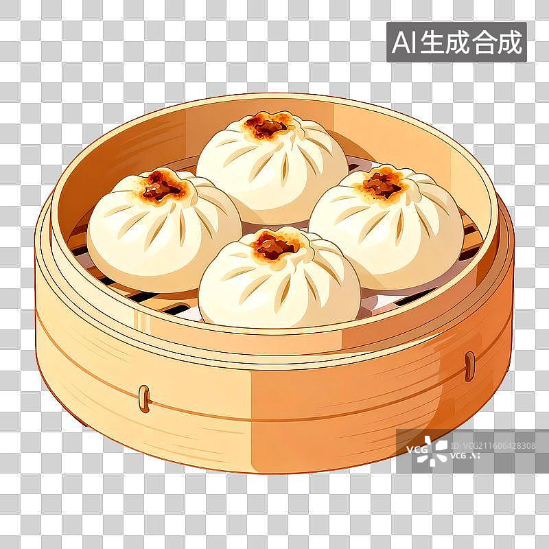 【AI数字艺术】3D立体三维C4D美食广式蒸叉烧包免抠元素设计元素图片素材