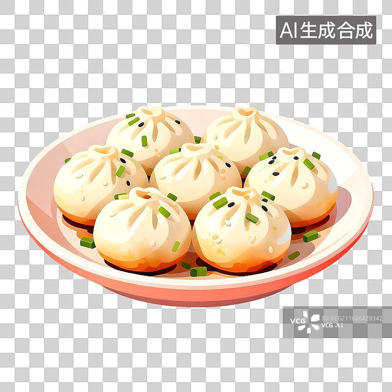 【AI数字艺术】3D立体三维C4D美食生煎包免抠元素设计元素图片素材