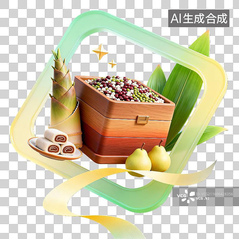 【AI数字艺术】3d卡通粘土二十四节气惊蛰春分炒豆美食边框装饰元素图片素材