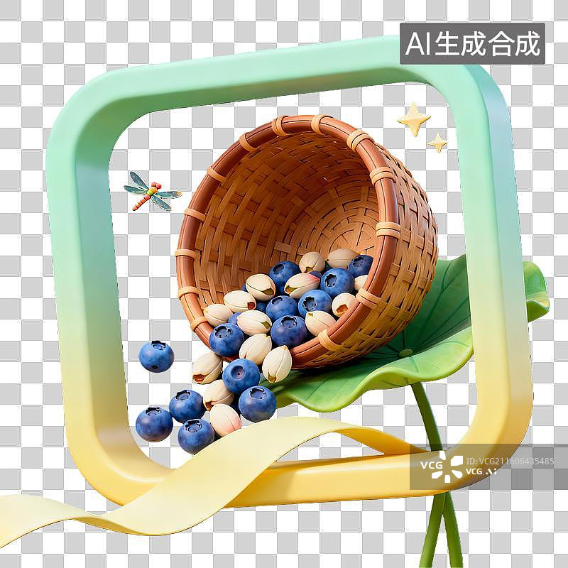 【AI数字艺术】3d卡通粘土二十四节气立夏莲子组合装饰边框元素图片素材